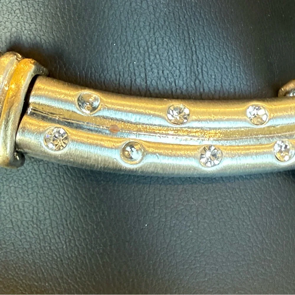 Designer Silver Tone Gold Tone Collar Necklace - Missing Stones AS IS